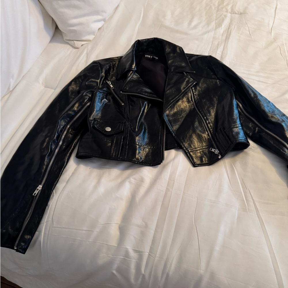 Steve Madden Shiny Black Leather Jacket
